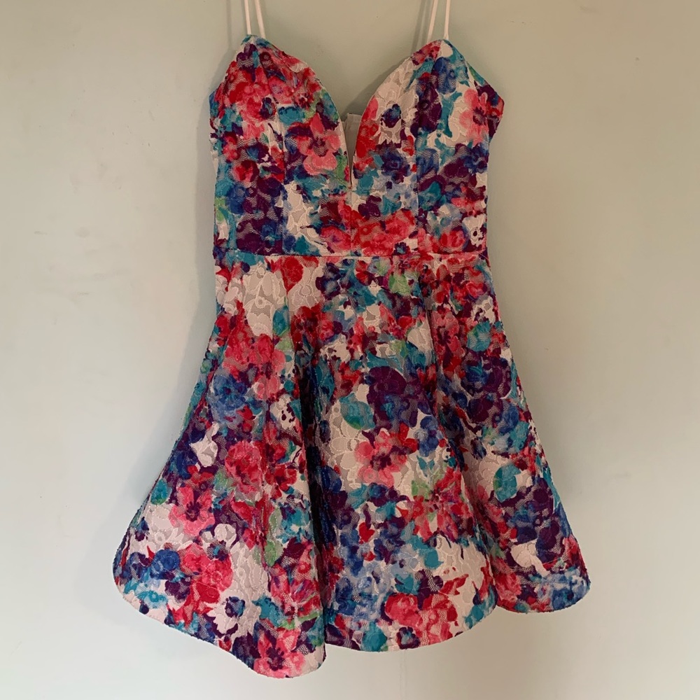 floral lace homecoming dress